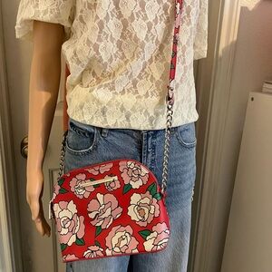 Betsey Johnson Floral Crossbody Bag - Red and Pink